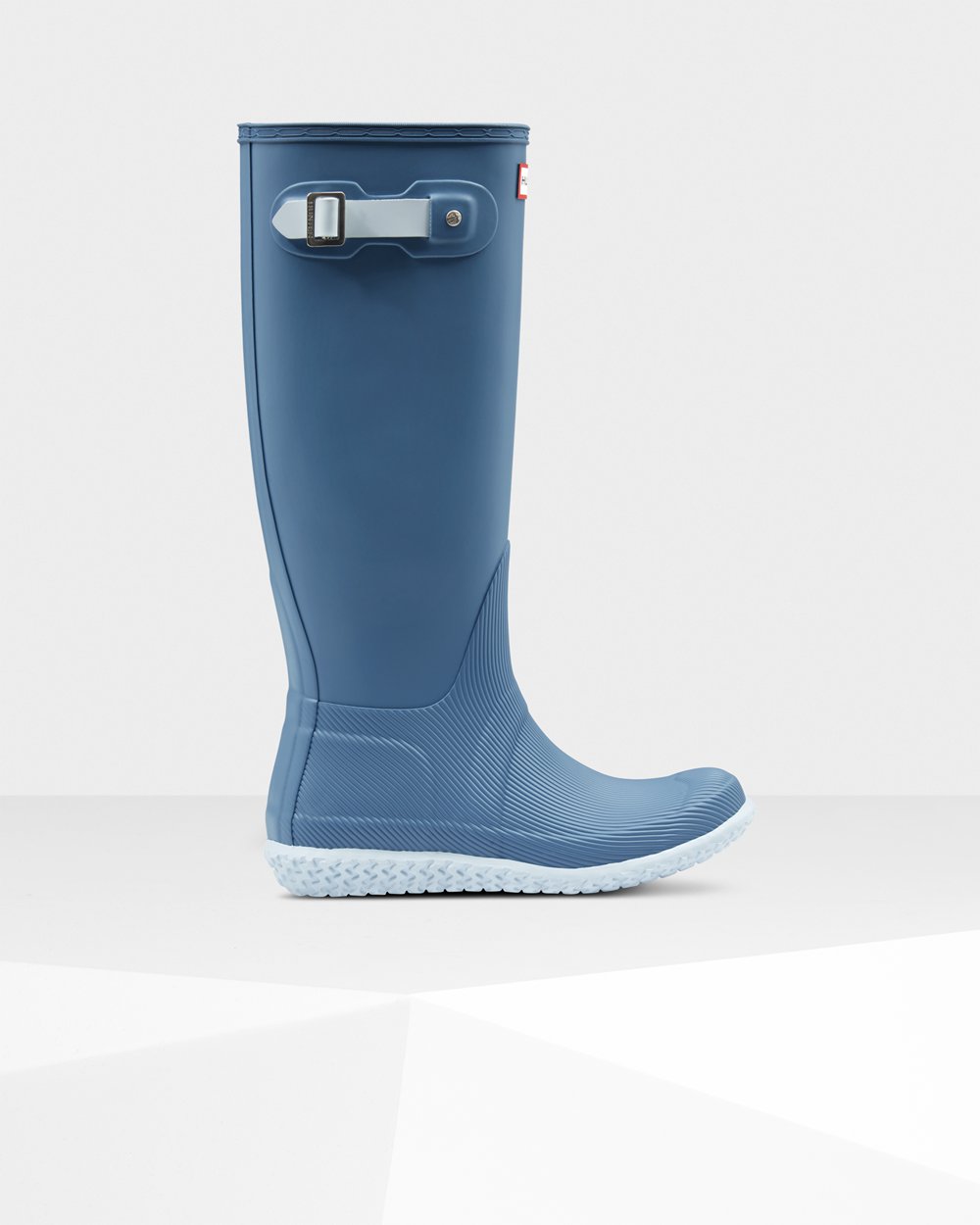 Womens Hunter Original Flat Heel Calendar Sole - Tall Rain Boots Blue/Grey - 1486-HSLCD